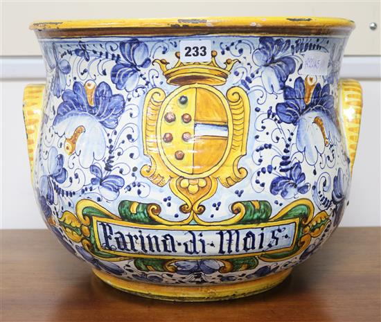 A large Italian maiolica jardiniere